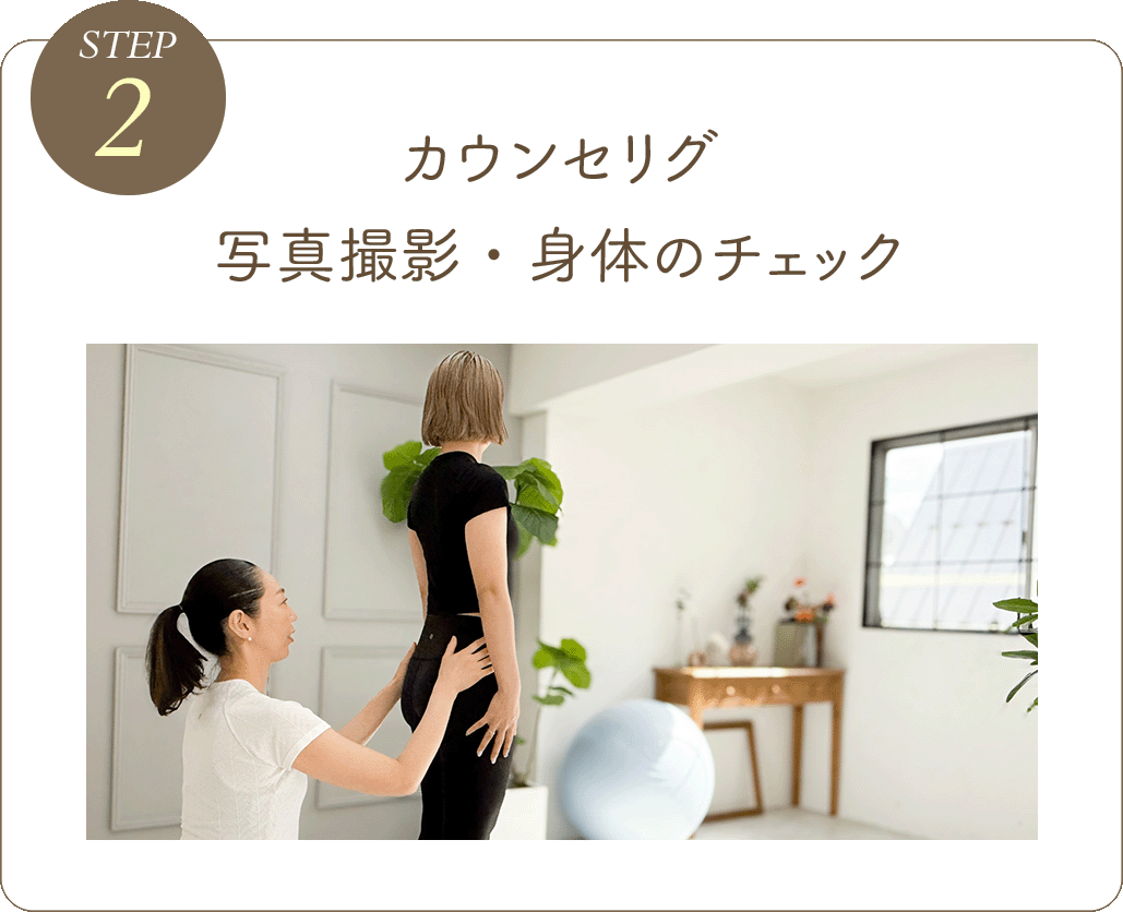カウンセリグ、写真撮影・身体のチェック